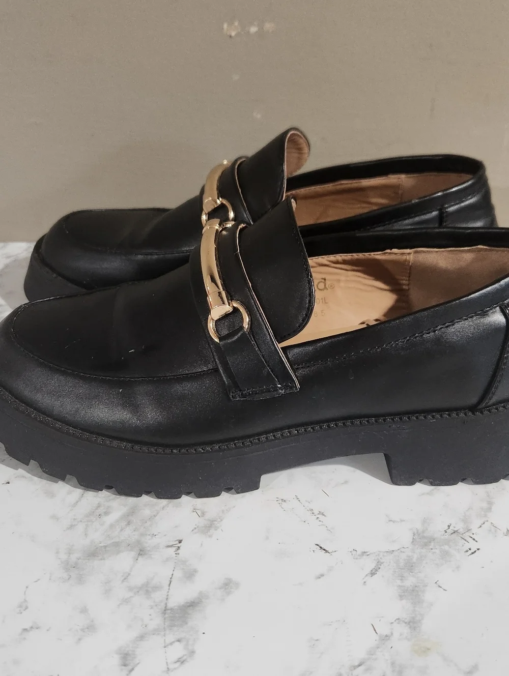 Mudd platform loafers black gold 8.5 - Picture 2 of 7